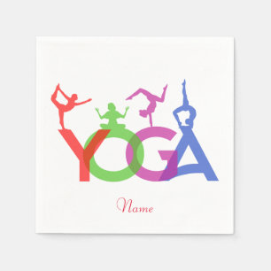 Serviette En Papier Yoga Poses Silhouettes Thunder_Cove
