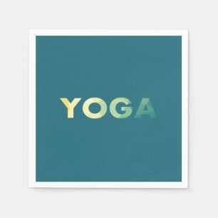 Serviette En Papier Yoga Turquoise Texte jaune