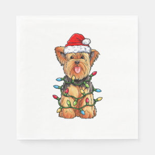 Serviette En Papier Yorkie Yorkshire Terrier Père Noël Christmas Tree 