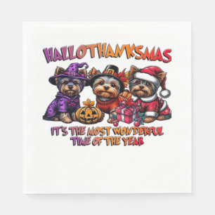 Serviette En Papier Yorkshire Terrier Halloween Thanksgiving Noël