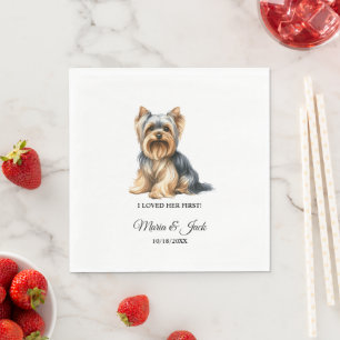 Serviette En Papier Yorkshire Terrier Mariage pour animaux de compagni