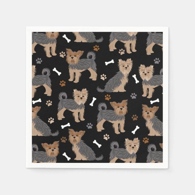 Serviette En Papier Yorkshire Terrier Paws et Bones Yorkie Chien (Devant)