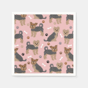 Serviette En Papier Yorkshire Terrier Paws et Bones Yorkie Chien