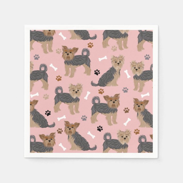 Serviette En Papier Yorkshire Terrier Paws et Bones Yorkie Chien (Devant)