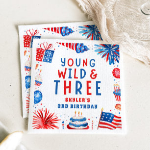 Serviette En Papier Young Wild et Three 4 juillet 3e anniversaire