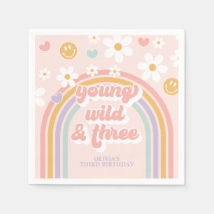 Serviette En Papier Young Wild Three Retro arc-en-ciel 3e anniversaire