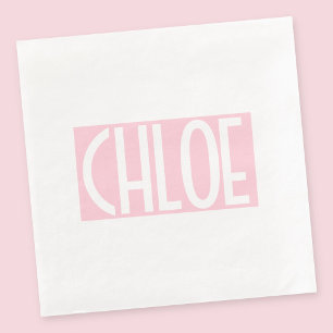 Serviette En Papier Your   Bold White Text on Light Pink