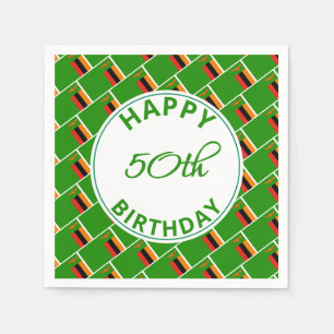 Serviette En Papier ZAMBIA DRAPEAU Joyeux 50e anniversaire papier Cust