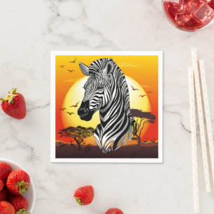 Serviette En Papier Zebra African Savanna Wild Animal