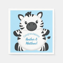 Serviette En Papier Zebra Baby shower Safari Blue Boy