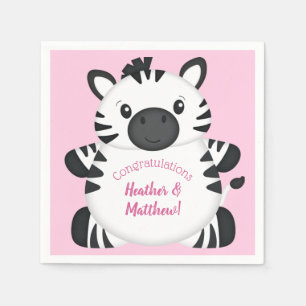 Serviette En Papier Zebra Baby shower Safari Rose Girl