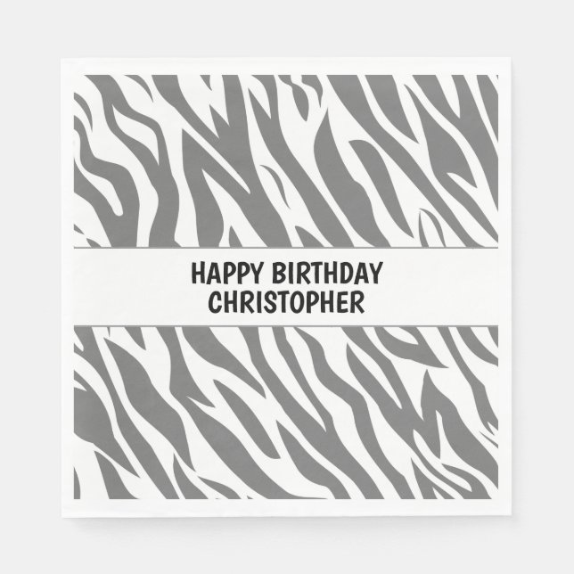Serviette En Papier Zebra Patal Safari Jungle Animal Anniversaire (Devant)