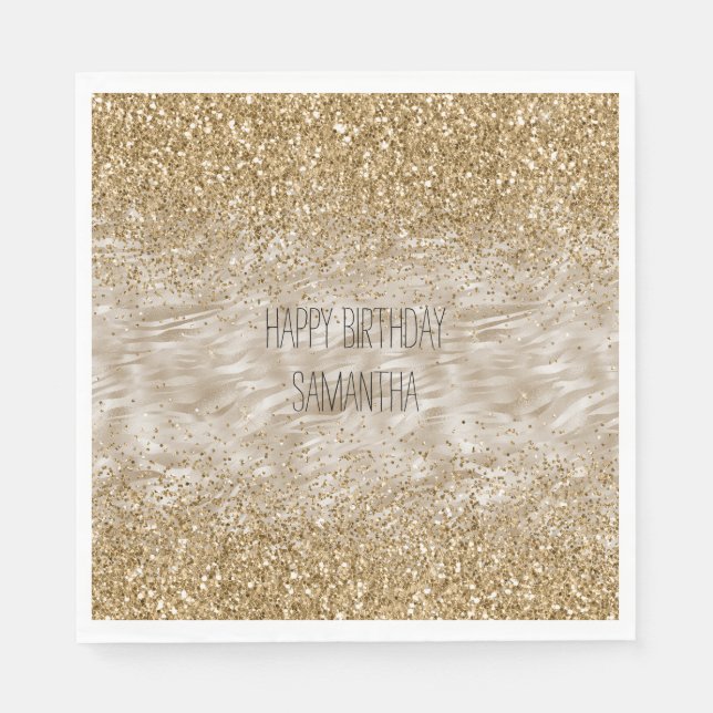 Serviette En Papier Zebra Print Faux Gold Parties scintillant (Devant)