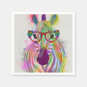 Serviette En Papier Zebra Rainbow Splash