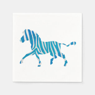 Serviette En Papier Zebra Silhouette Bleu et Blanc