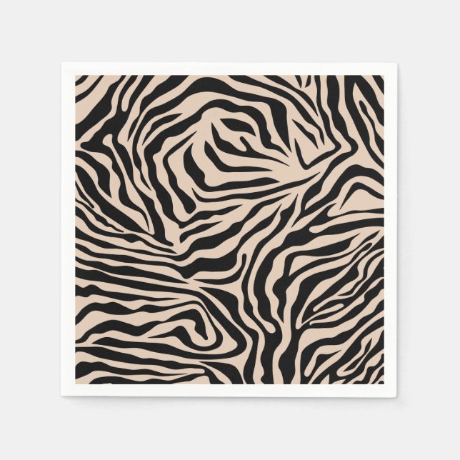 Serviette En Papier Zebra Stripes Cream Beige Black Wild Animal Prince (Devant)