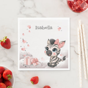 Serviette En Papier Zèbre de dessin animé adorable 