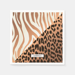 Serviette En Papier Zèbre et Empreinte de léopard