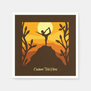 Serviette En Papier Zen Yoga Pose Mountain Sunrise Personnalisé