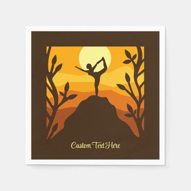 Serviette En Papier Zen Yoga Pose Mountain Sunrise Personnalisé (Devant)