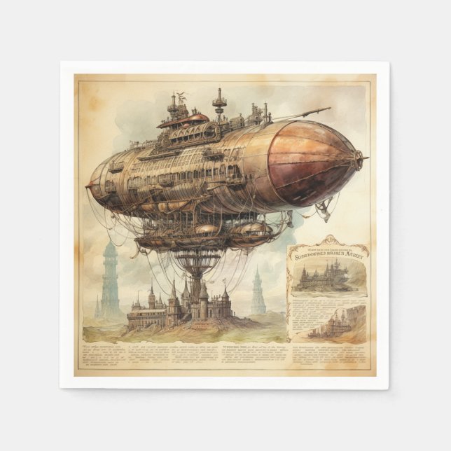 Serviette En Papier Zeppelin Steampunk vintage (10) (Devant)