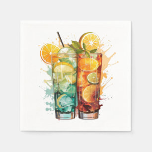Serviette En Papier 🌟 🍋 "Zesty Cocktail Hour" en papier serviettes �