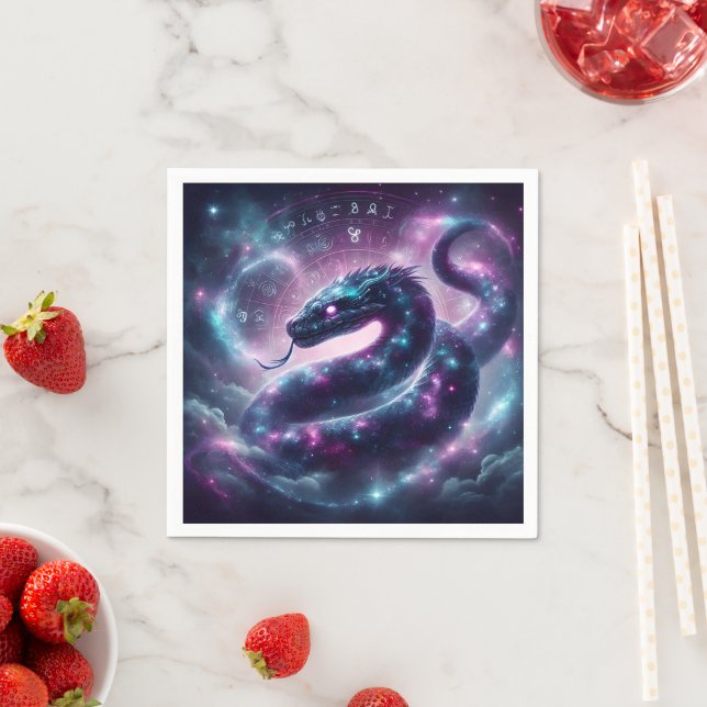 Serviette En Papier Zodiaque Galaxie Astrologie Serpent Cosmique (En situation)
