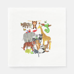 Serviette En Papier Zoo Animaux Faune Fête d'anniversaire Zoo Day 26 A