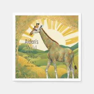Serviette En Papier Zoo Safari Giraffe Wild One fête d'anniversaire