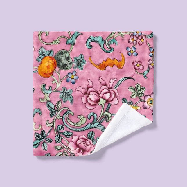 Serviette fleurie de luxe rose canton rose (Gant de toilette)