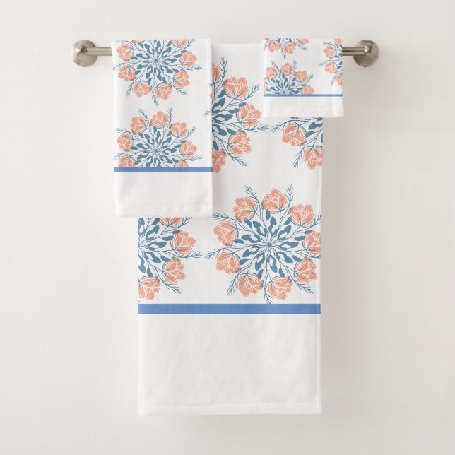 Serviette florale bleu doux (En situation)