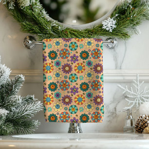 Serviette Florale Rétro Style Bohème Salle de Bain