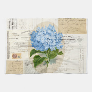 Serviette française d'éphémères d'hortensia bleu