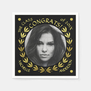 Serviette Jetable 2023 Graduation Party Gold Black Laurel Wreath