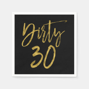 Serviette Jetable 30 serviettes sales d'anniversaire de feuille d'or