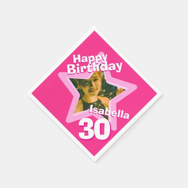 Serviette Jetable 30e anniversaire de la fête photo star serviettes  (Coin)