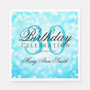 Serviette Jetable 30ème Lumières bleues turquoises de parties