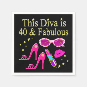 SERVIETTE JETABLE 40 ANS ET UN DIVA FABULEUX