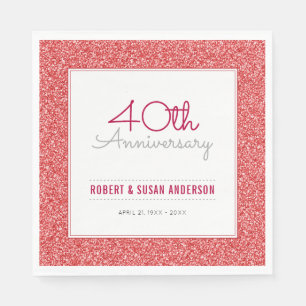 Serviette Jetable 40e anniversaire de Mariage Parties scintillant ro