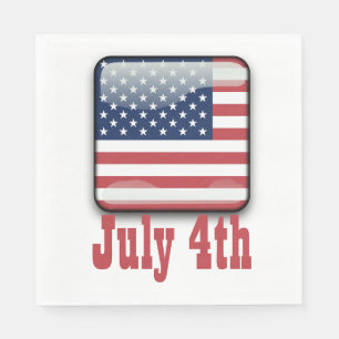 Serviette Jetable 4 juillet, États-Unis - Papier Drapeau