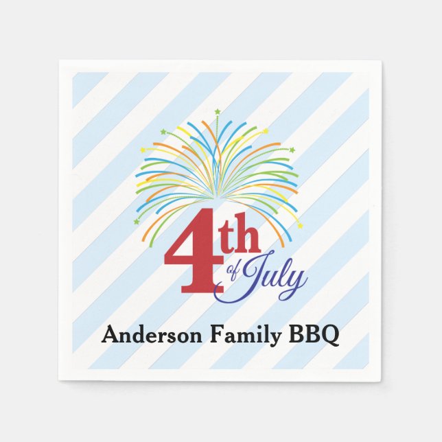 Serviette Jetable 4 juillet feux | Barbeque de famille (Devant)