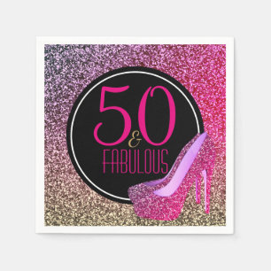 Serviette Jetable 50 et fabuleux 50e anniversaire Pink talons haut