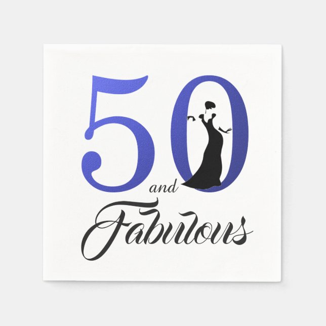Serviette Jetable 50 et Fabulous Blue Birthday Party (Devant)