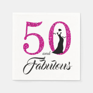 Serviette Jetable 50 et Fabulous Pink Parties scintillant 50e fête d