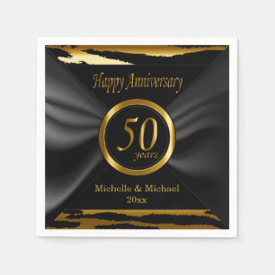 Serviette Jetable 50e anniversaire de Mariage d'or   Zebra Stripes