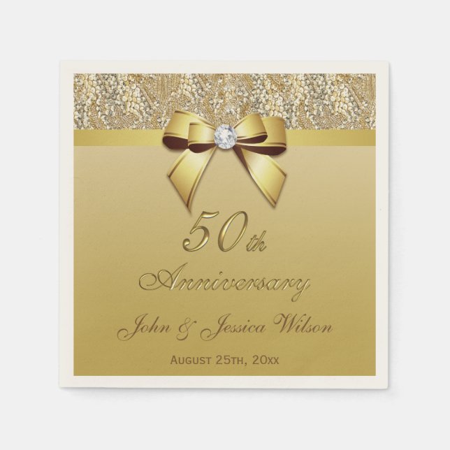 Serviette Jetable 50e anniversaire du Mariage d'or (Devant)