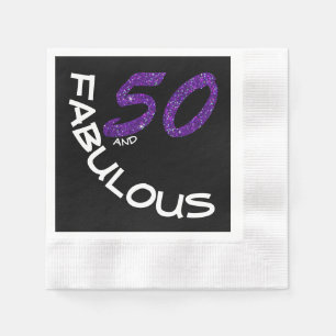 Serviette Jetable 50e anniversaire fête de Parties scintillant viole