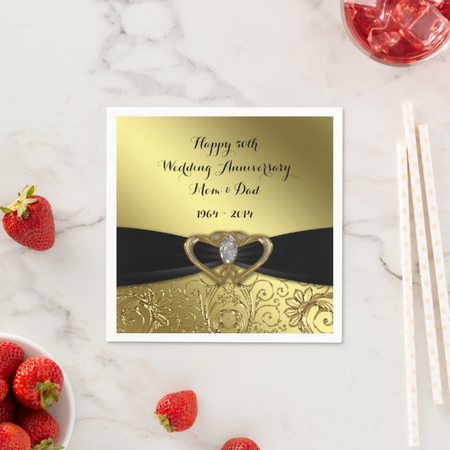 Serviette Jetable 50e anniversaire Mariage papier serviettes (En situation)
