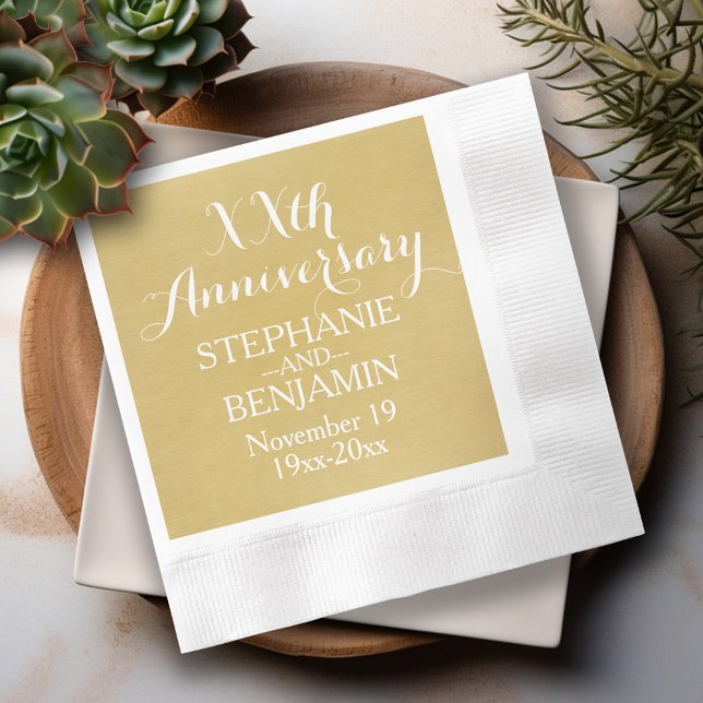 Serviette Jetable 50e ou autre anniversaire de Mariage Personnalisé (50th Wedding Anniversary Personalized Napkins)