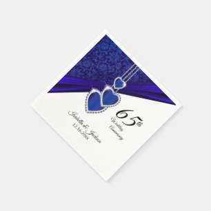 Serviette Jetable 65ème / 45ème Mariage Sapphire Anniversaire Design